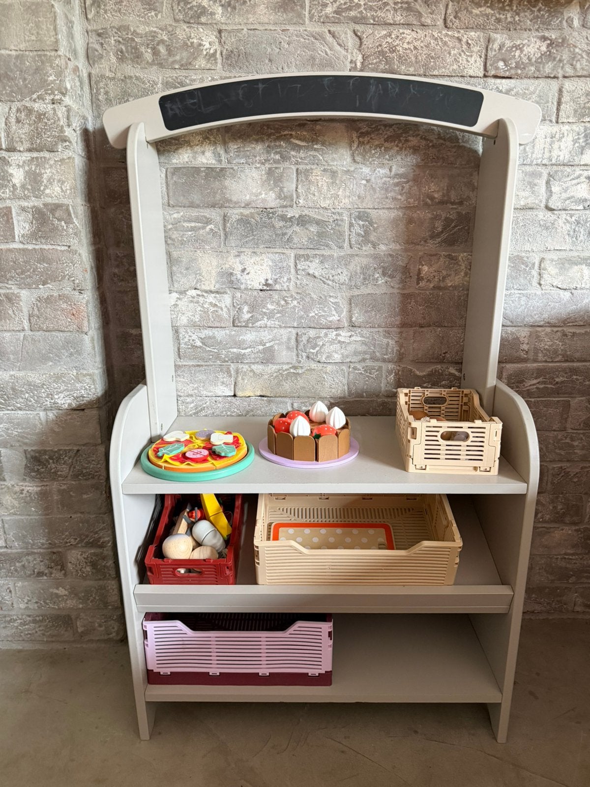 Houten Speelgoedwinkeltje / Marktkraampje met Accessoires, Kinderen en Baby's, Speelgoed | Speelkeukens, Gebruikt, Speelkeuken