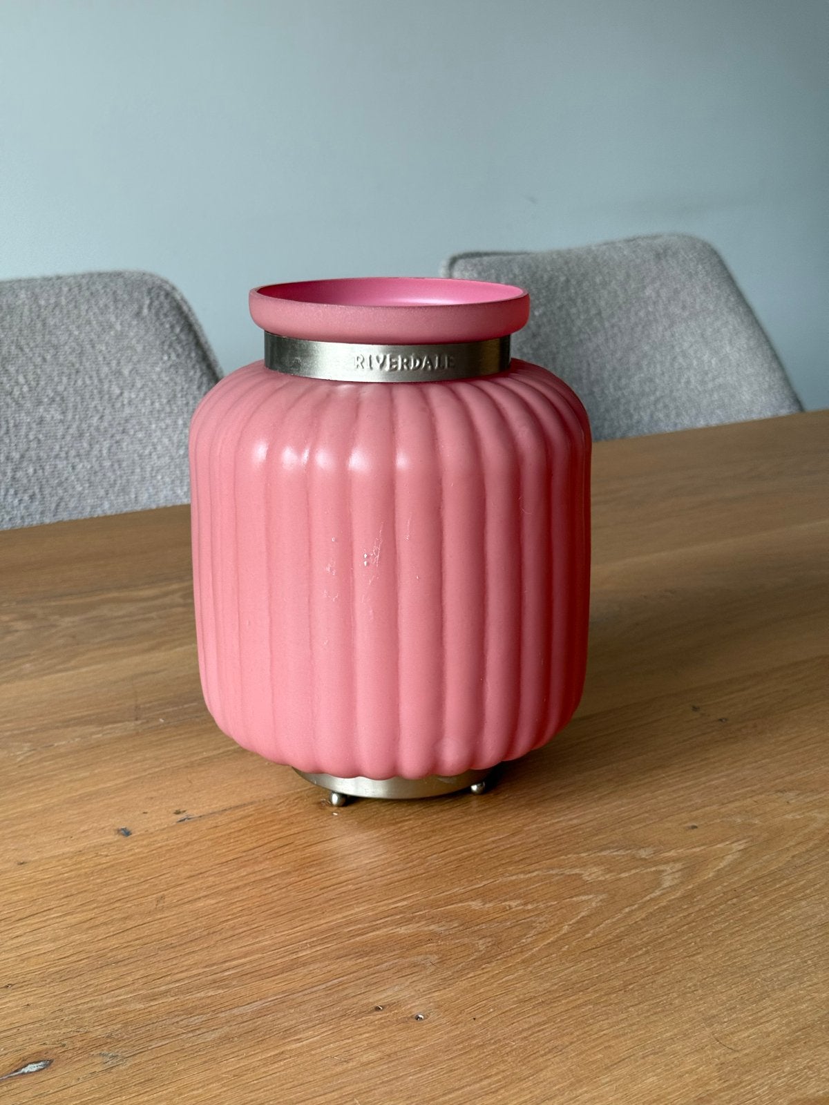 Riverdale Windlicht Roze, Ophalen of Verzenden, Gebruikt, Roze, Glas