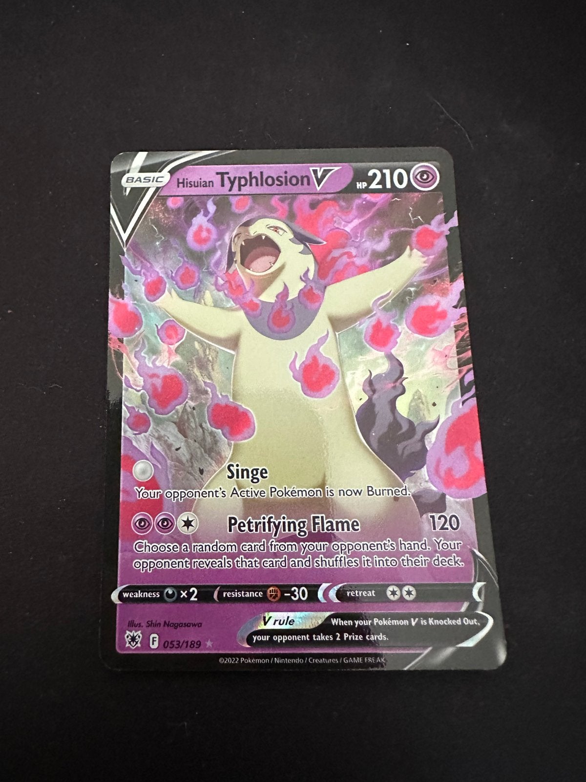 Typhlosion V Pokémon kaart 053/189 - Goede staat, Ophalen of Verzenden, Gebruikt, Losse kaart