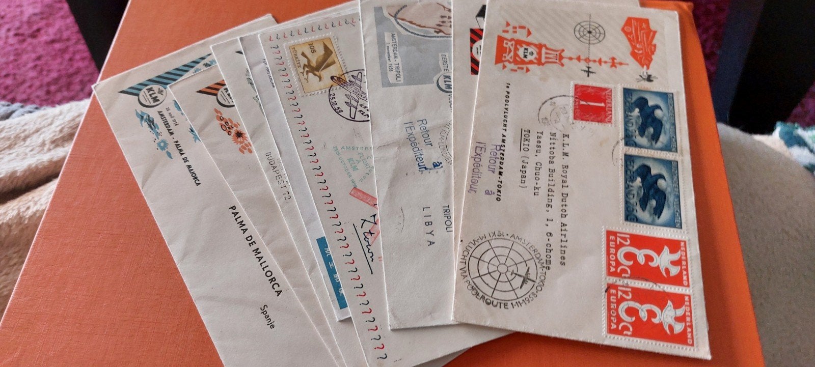 KLM FDC LUCHTPOST 8ENVELOPPEN., Ophalen of Verzenden, Envelop