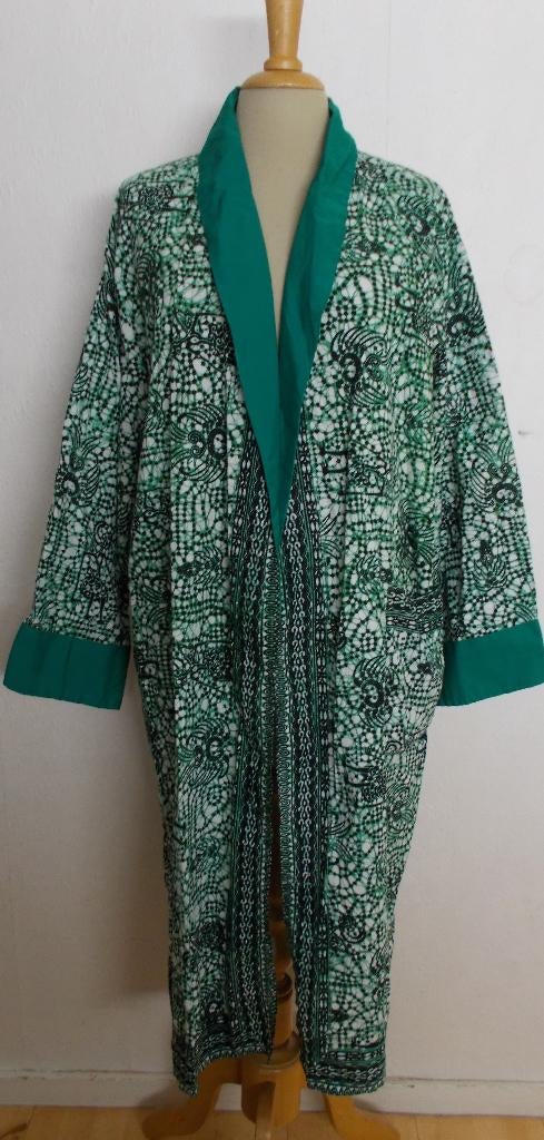 Mooie groene 100% katoenen batik/Ibiza/ethnische badjas! L, Verzenden, Zo goed als nieuw, Maat 42/44 (L)