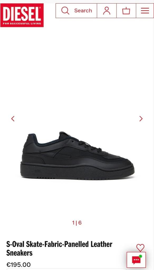 Diesel Black S-Oval Skate Sneakers., Ophalen, Diesel, Zwart, Nieuw