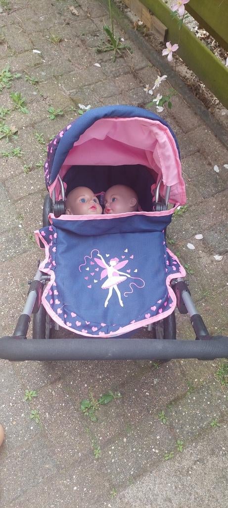 Speelgoed kinderwagen met 2 baby poppen, Kinderen en Baby's, Ophalen, Zo goed als nieuw, Babypop