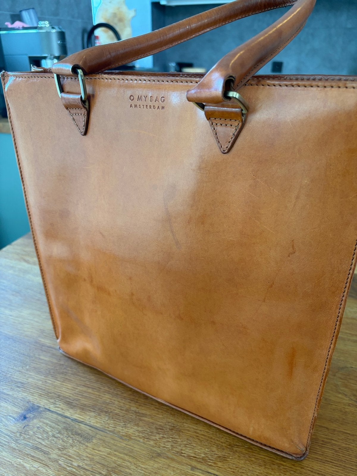 O My Bag Amsterdam Leren Shopper - Zo goed als nieuw, Sieraden, Tassen en Uiterlijk, Tassen | Damestassen, Ophalen, Gebruikt, Bruin