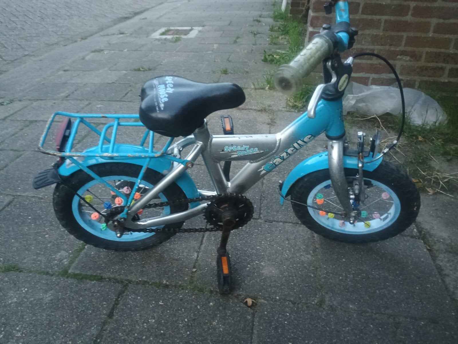 Gazelle kinderfiets 12 inch - Blauw/Zilver, Ophalen, Terugtraprem, Gebruikt, Minder dan 16 inch