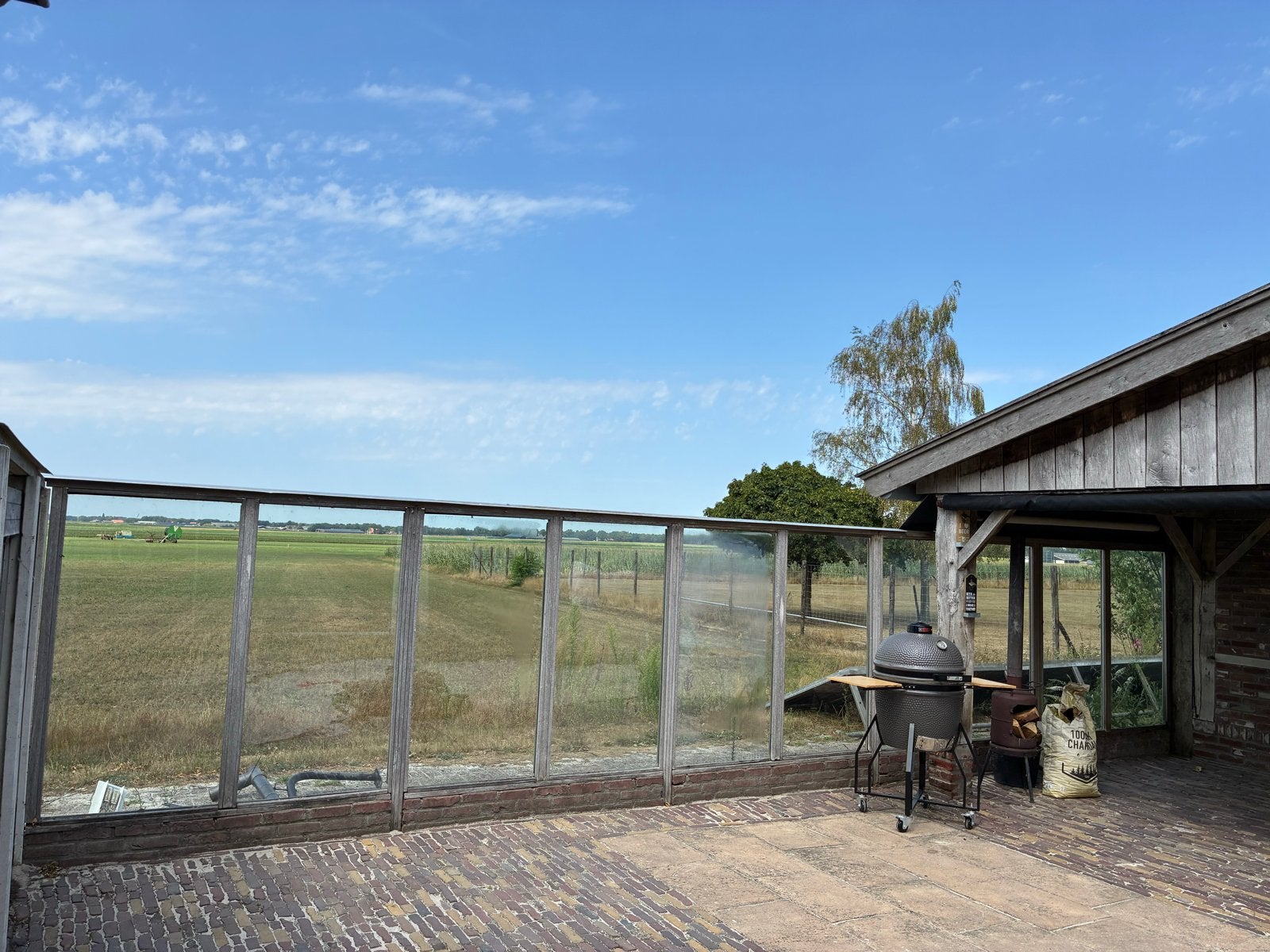 Terrasscherm met 10 ramen van 78x154 cm, Ophalen, Gebruikt, 200 cm of meer, 150 tot 200 cm
