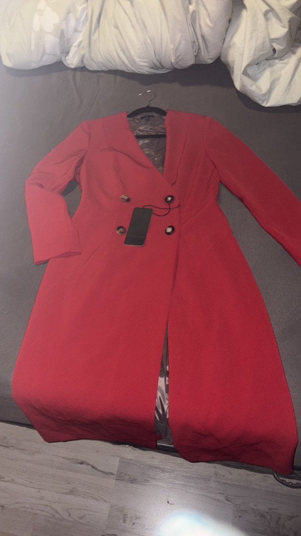 Escada rode lange blazer/jurk Nieuw met kaartjes, Kleding | Dames, Jurken, Ophalen of Verzenden, Nieuw, Maat 38/40 (M), Rood