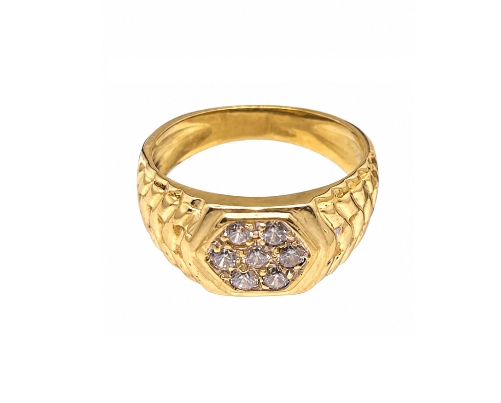 18 Karaat Gouden Heren Ring Cubic Zirkonia, Ophalen, TIEMAN JUWELIERS, 19 tot 20, Zo goed als nieuw