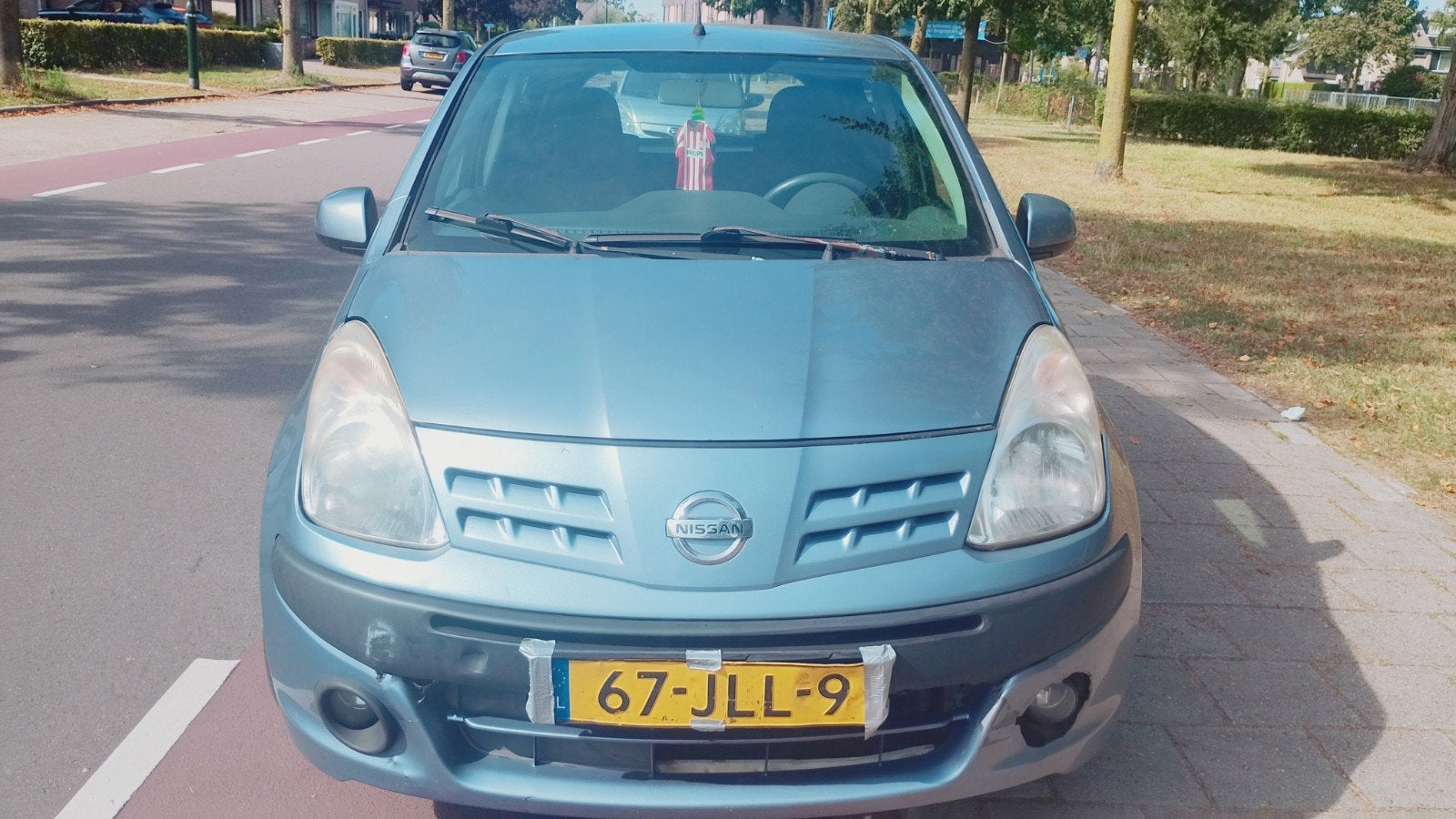 Nissan Pixo 1.0 50KW 5D 2009 Grijs, Auto's, Nissan, Voorwielaandrijving, 200 kg, 4 stoelen, Origineel Nederlands