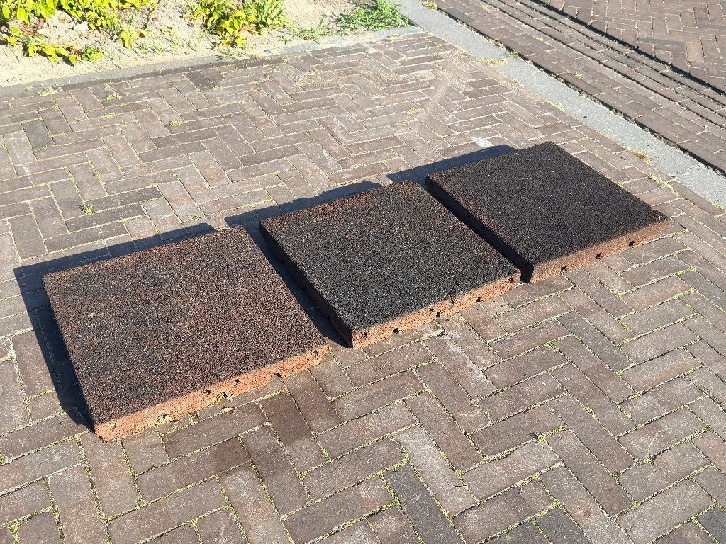 Rubberen tegels - 3 stuks (50x50x7,5), Tuin en Terras, Ophalen, Gebruikt, Rubber, Overige typen