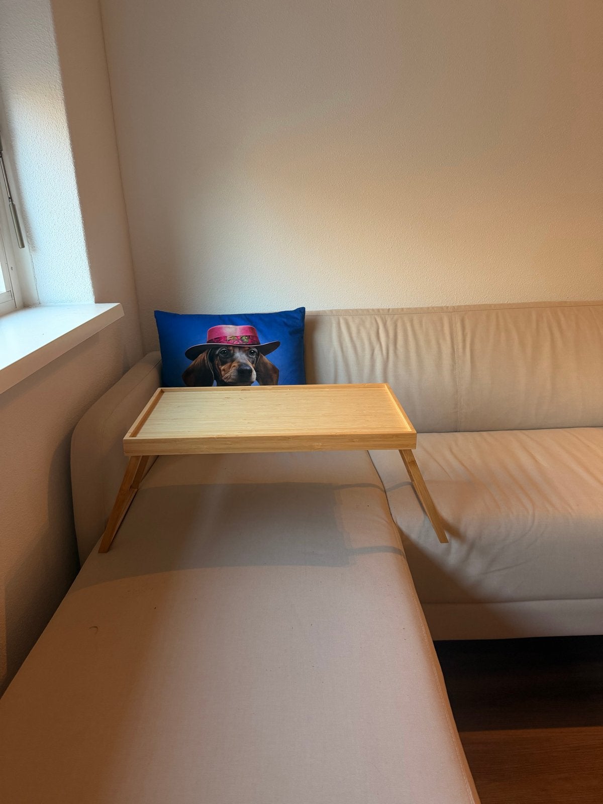 Houten opvouwbare laptop/bedtafel in goede staat, Ophalen, Zo goed als nieuw, Rechthoekig, Overige houtsoorten