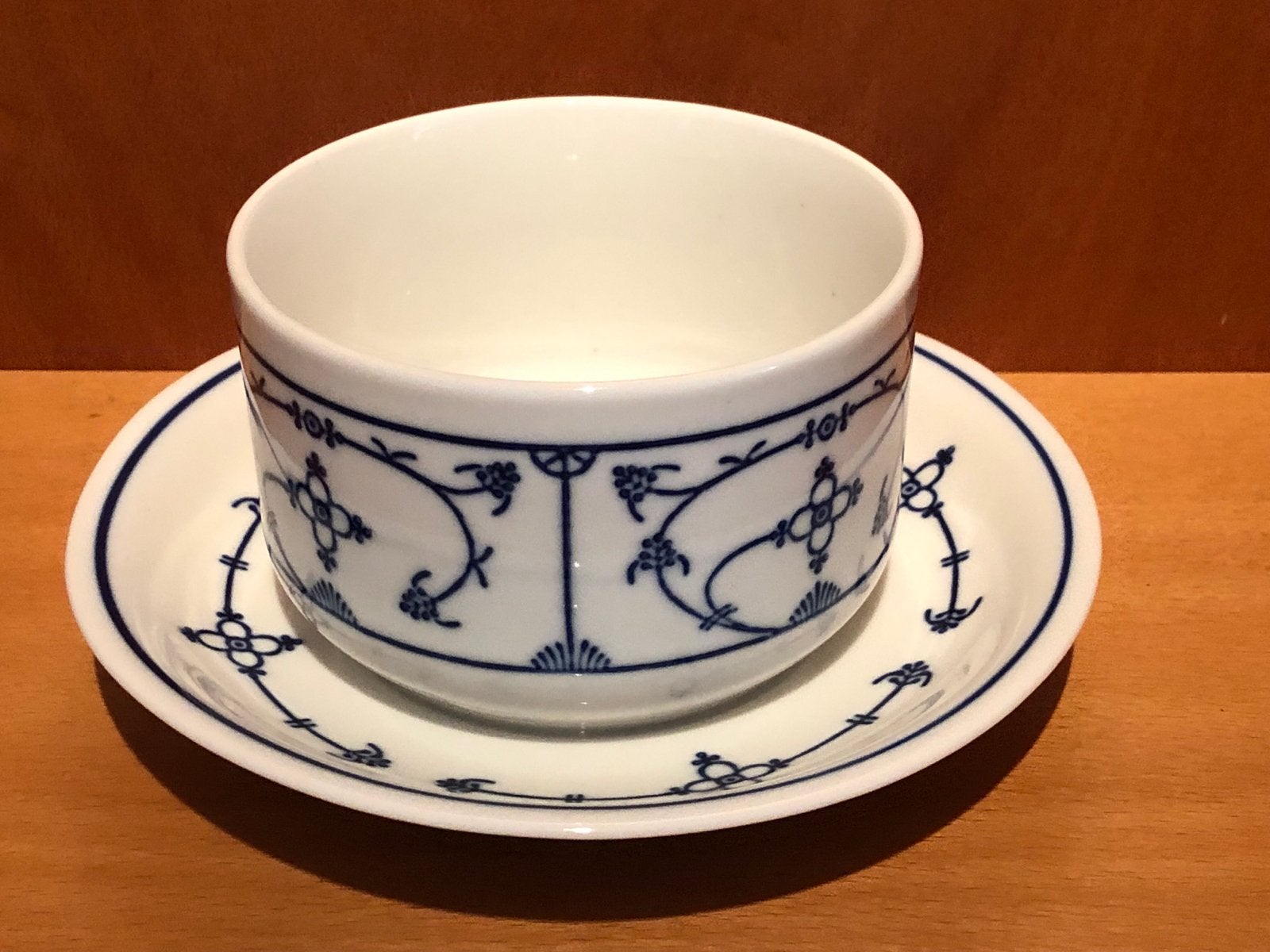 Zagers Porselein Kom met Schotel - Blauw Uienpatroon, Ophalen of Verzenden