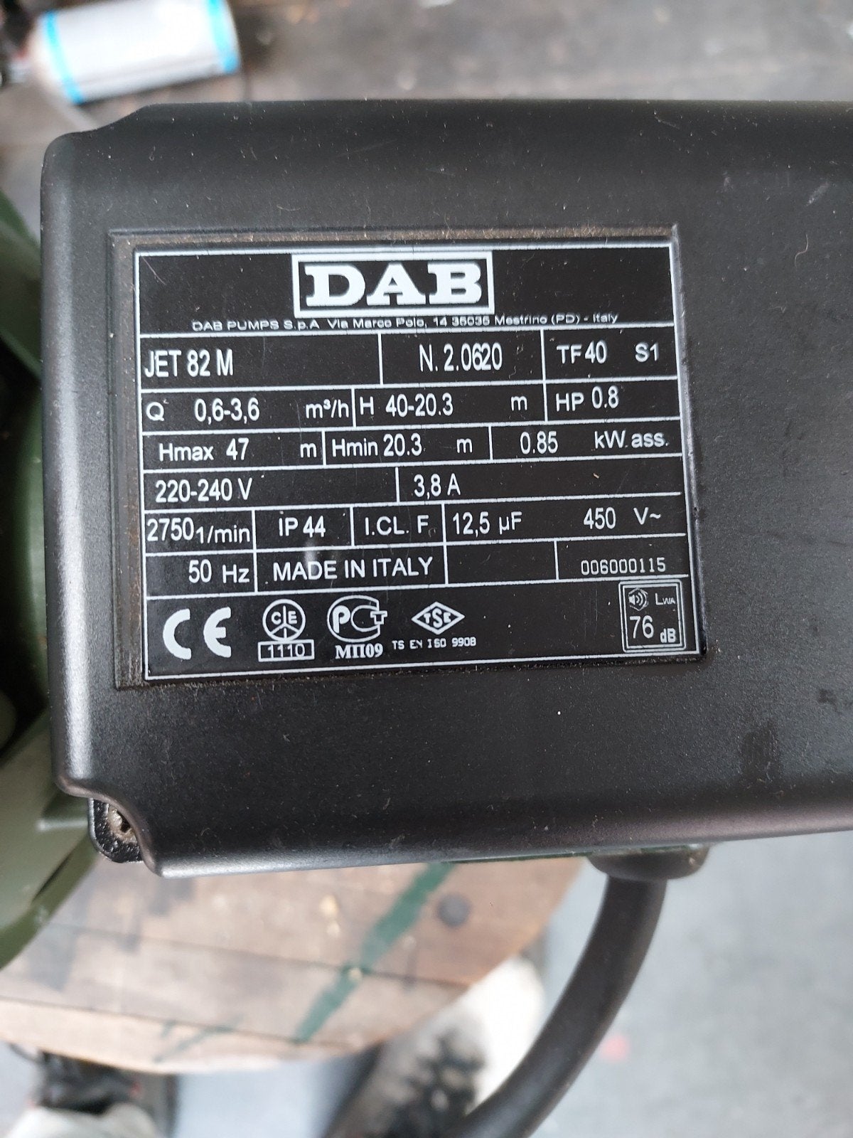 DAB JET 82 M Hydrofoorpomp - Zo goed als nieuw, Ophalen of Verzenden, Zo goed als nieuw, Elektrisch, Hydrofoorpomp