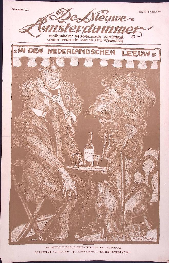 Spotprent over de pro-Engelse Telegraaf tijdens Eerste Werel, Ophalen