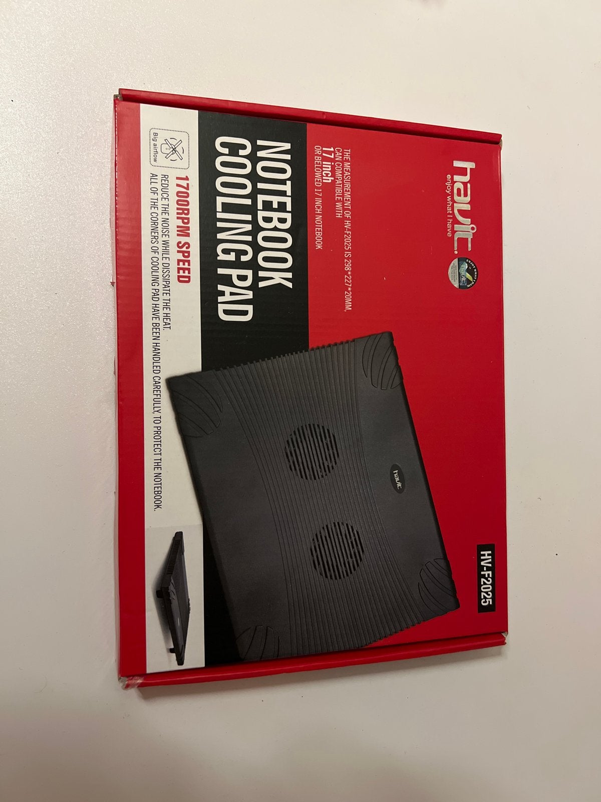 Havit Laptop Koelstandaard tot 17 inch - Zwart nieuw in doos, Computers en Software, Ophalen, Nieuw, Luchtkoeling