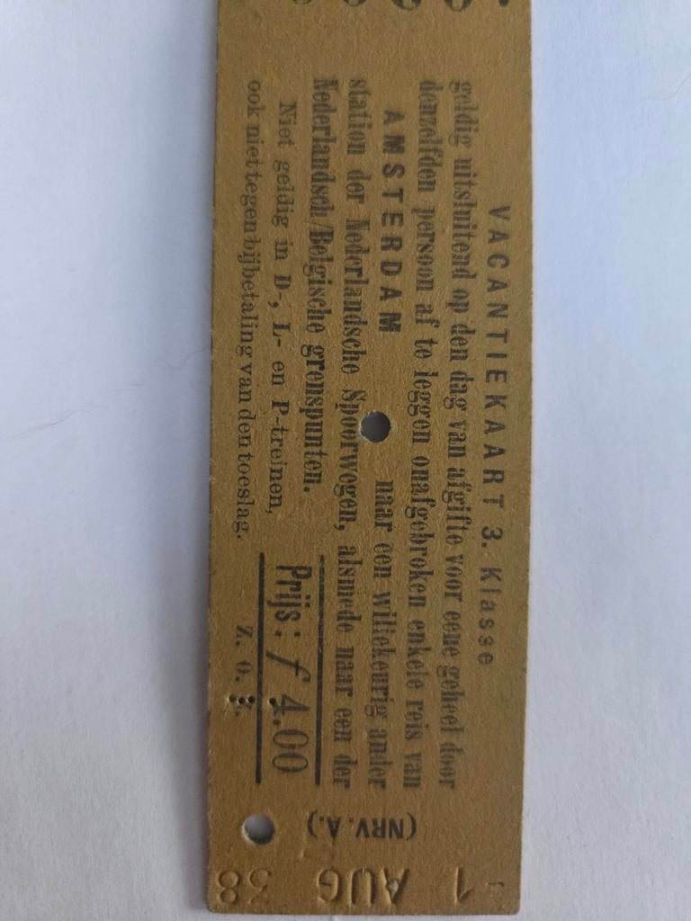 NS Vakantiekaart 1938 - Amsterdam, Ophalen of Verzenden