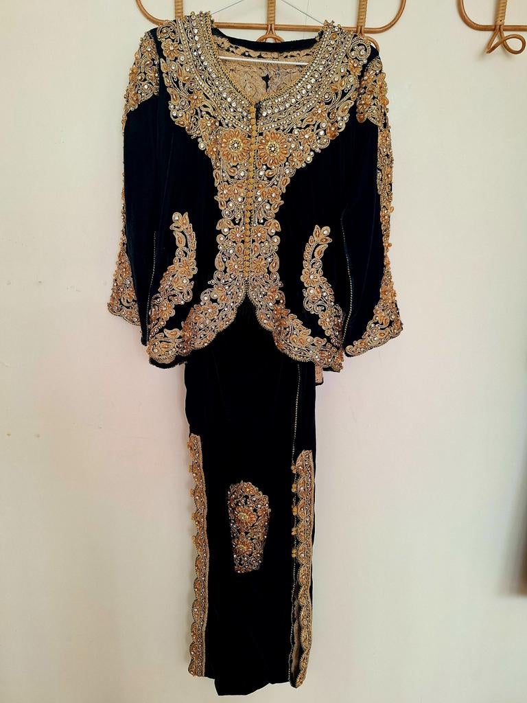 Luxe Marokkaanse takchita – donkergroen/goud – 2-delig, Kleding | Dames, Gelegenheidskleding, Maat 38/40 (M), Overige typen, Ophalen of Verzenden