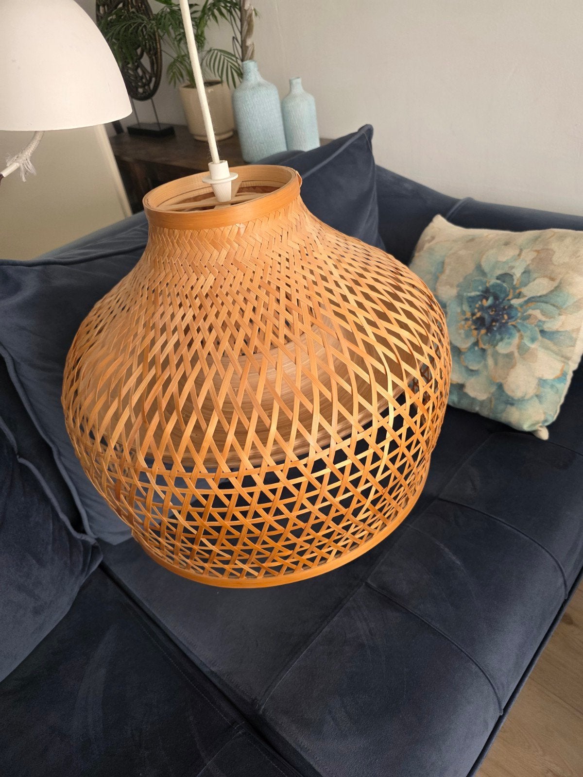 IKEA Riet Lampenkap 45 cm, Ophalen of Verzenden, Zo goed als nieuw, Natuurlijk materiaal