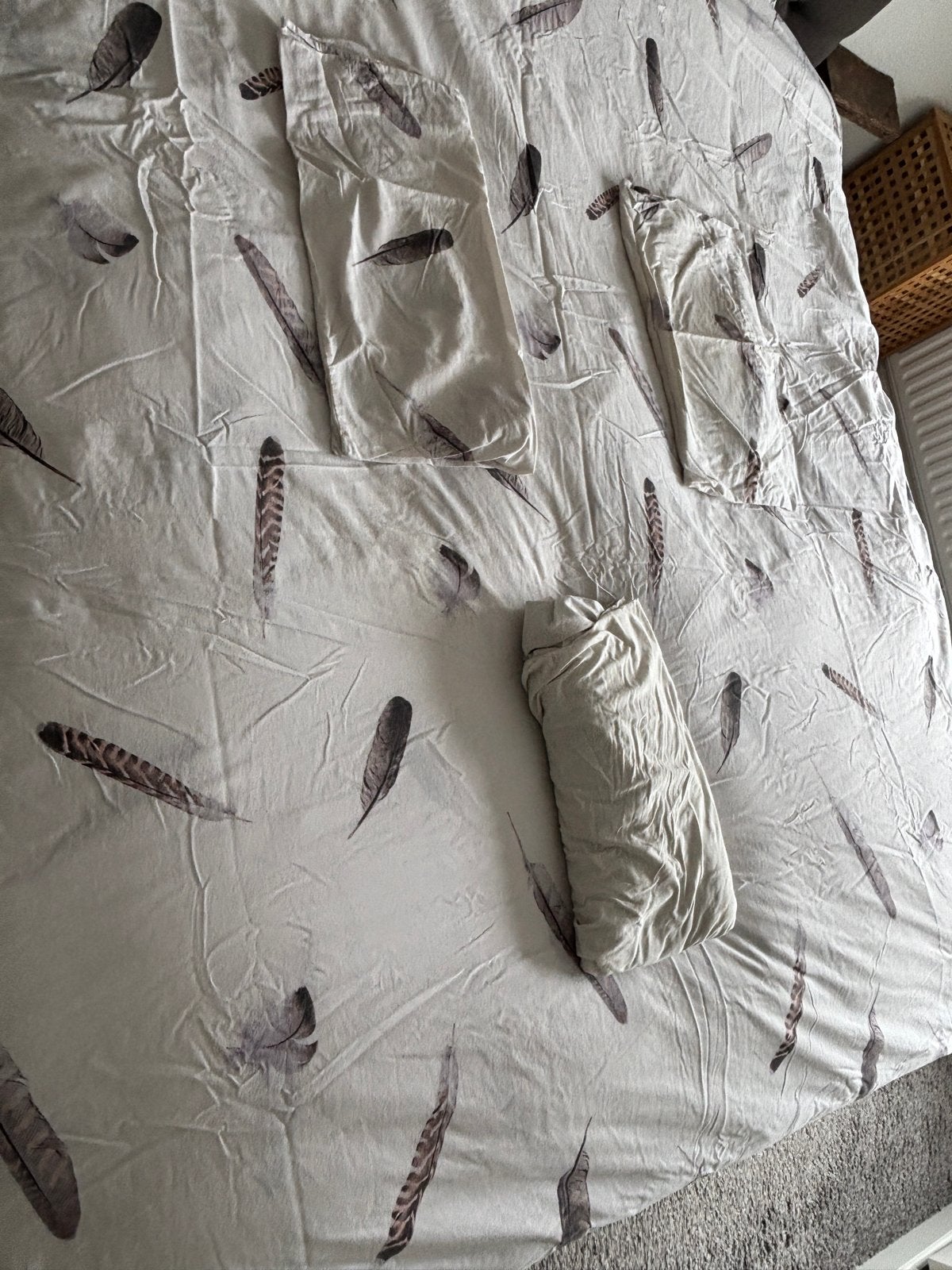Dekbedovertrek 100% katoen 240x220/200 met veren, Lits-jumeaux, Wit, Dekbedovertrek, Katoen