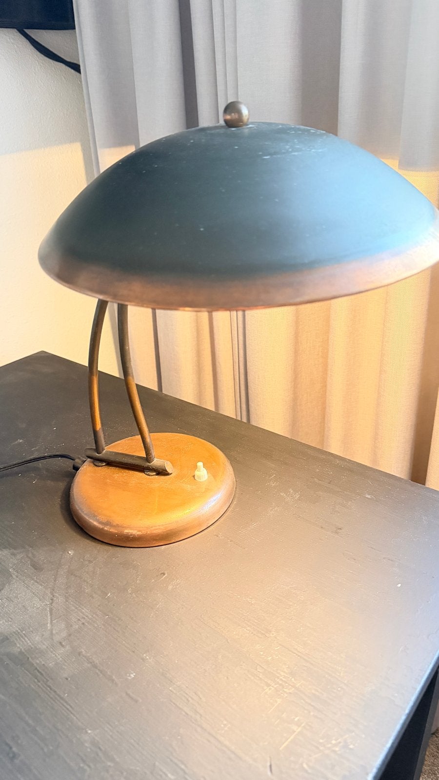 Vintage koperen bureaulamp, Ophalen of Verzenden