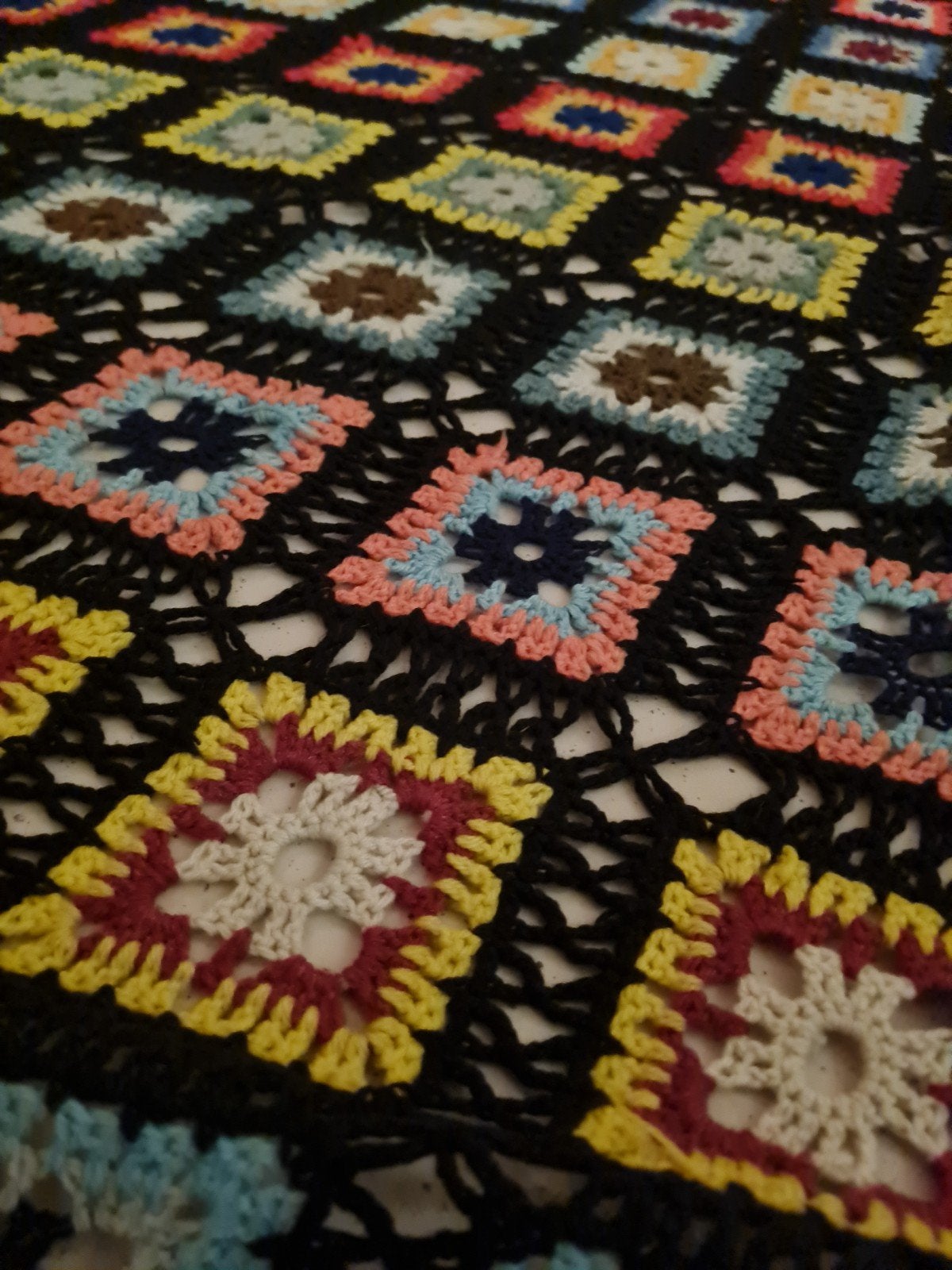 Vintage Granny Square Deken - Gehaakt door Oma (Jaren '70), Ophalen of Verzenden