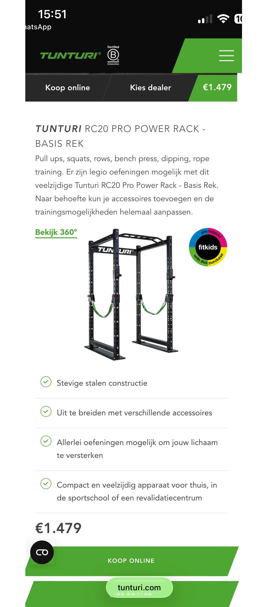 Tunturi RC20 Pro Power Rack - Basis Rek, Ophalen, Gebruikt, Armen, Overige typen