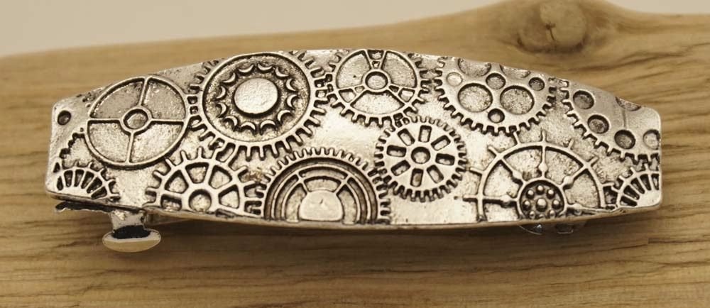 Haarclip steampunk zilverkleurig, Importeur :  Riemen bretels, Marktplaats@riemen-bretels.nl, Haarspeld, Verzenden