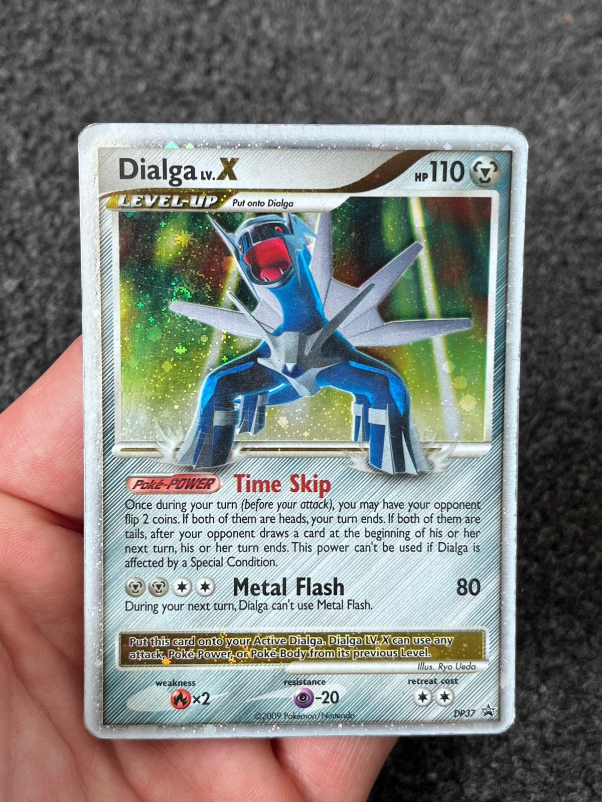 Pokémon Dialga Lv.X #DP37 Promo - light played conditie, Ophalen of Verzenden, Zo goed als nieuw, Losse kaart, Foil