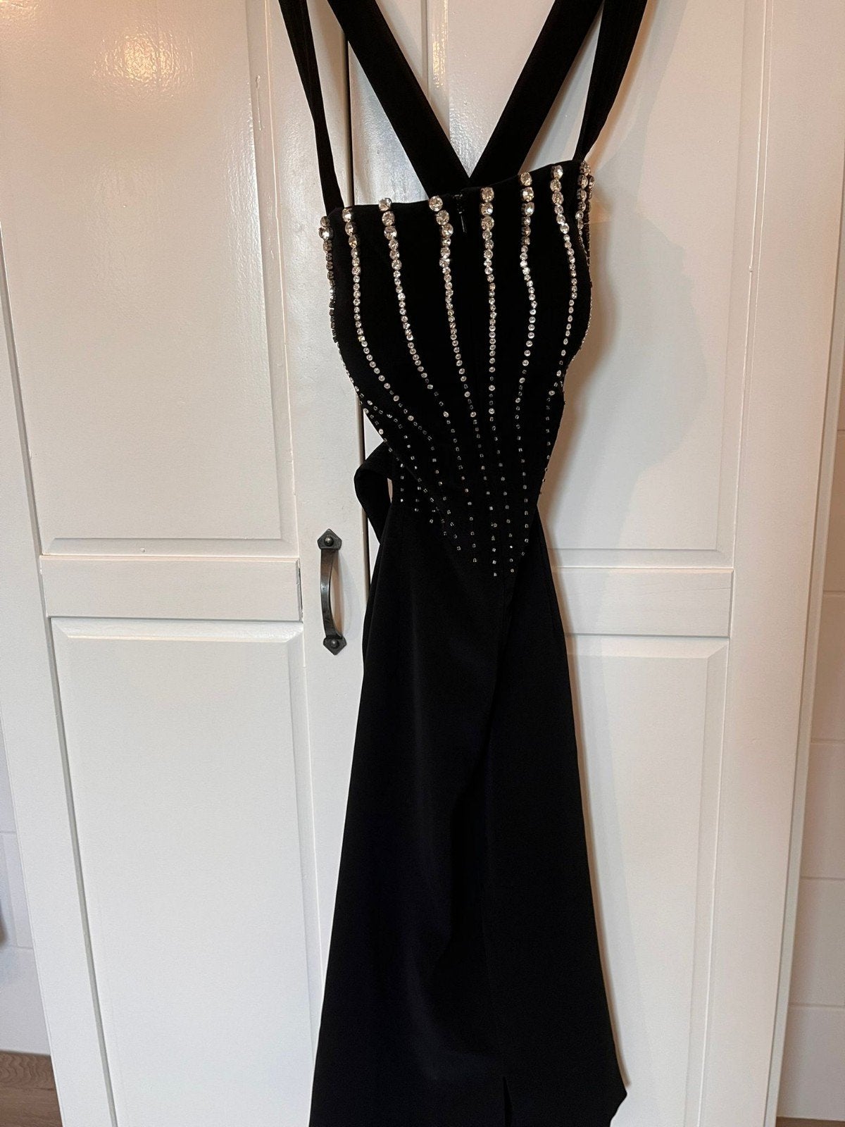 Zwarte Galajurk/Cocktailjurk met Swarovski Stenen, Ophalen of Verzenden