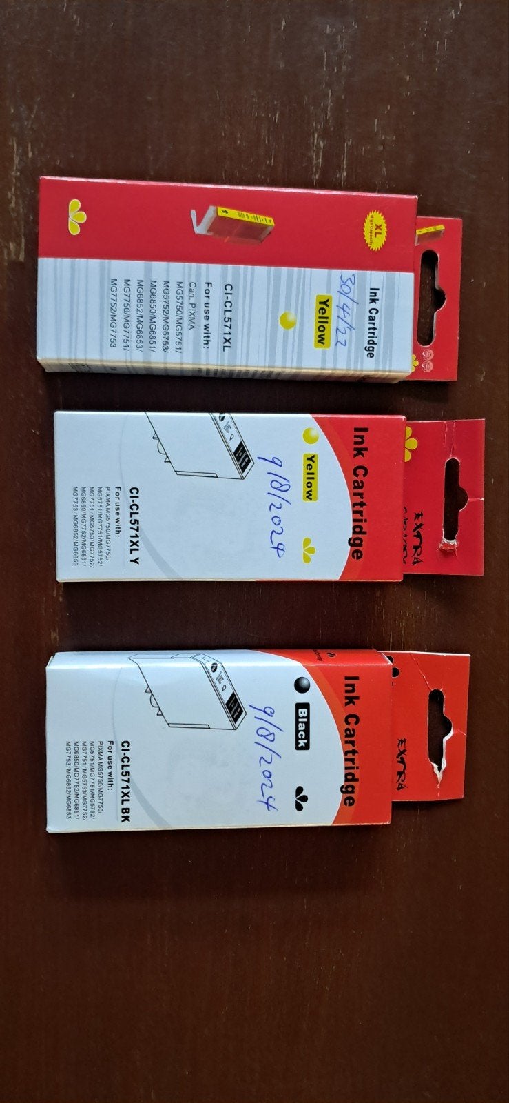 Canon PIXMA Inktcartridges: 2x Geel, 1x Zwart (CI-CL571XL), Ophalen, Nieuw