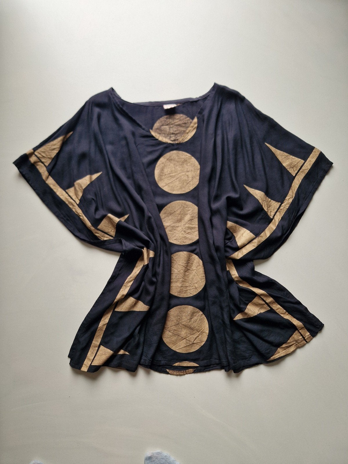 Zwarte Kaftan met Gouden Print one size, Maat 38/40 (M), Zwart, Ophalen of Verzenden, Onbekend