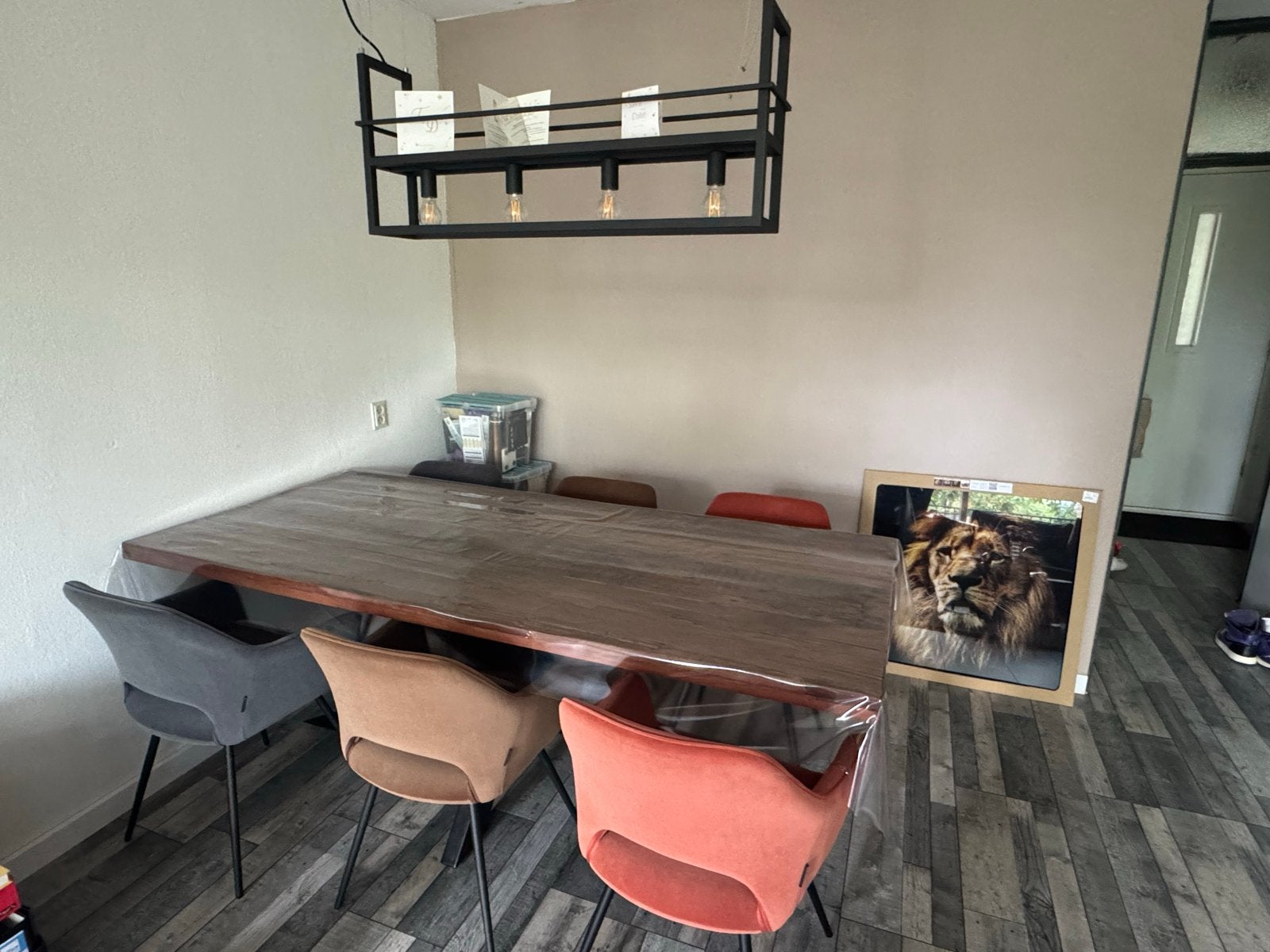 Dakota drijfhout eettafel met 6 stoelen, Ophalen, Gebruikt, 50 tot 100 cm, Vijf personen of meer