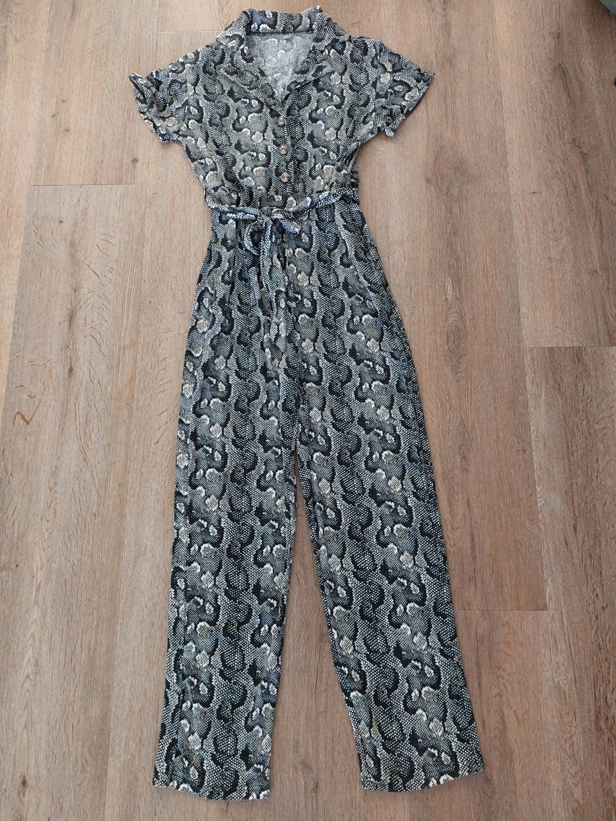 Jumpsuit soepele stof met ceintuur maat S, Beige, Ophalen of Verzenden, Maat 36 (S), Merkloos