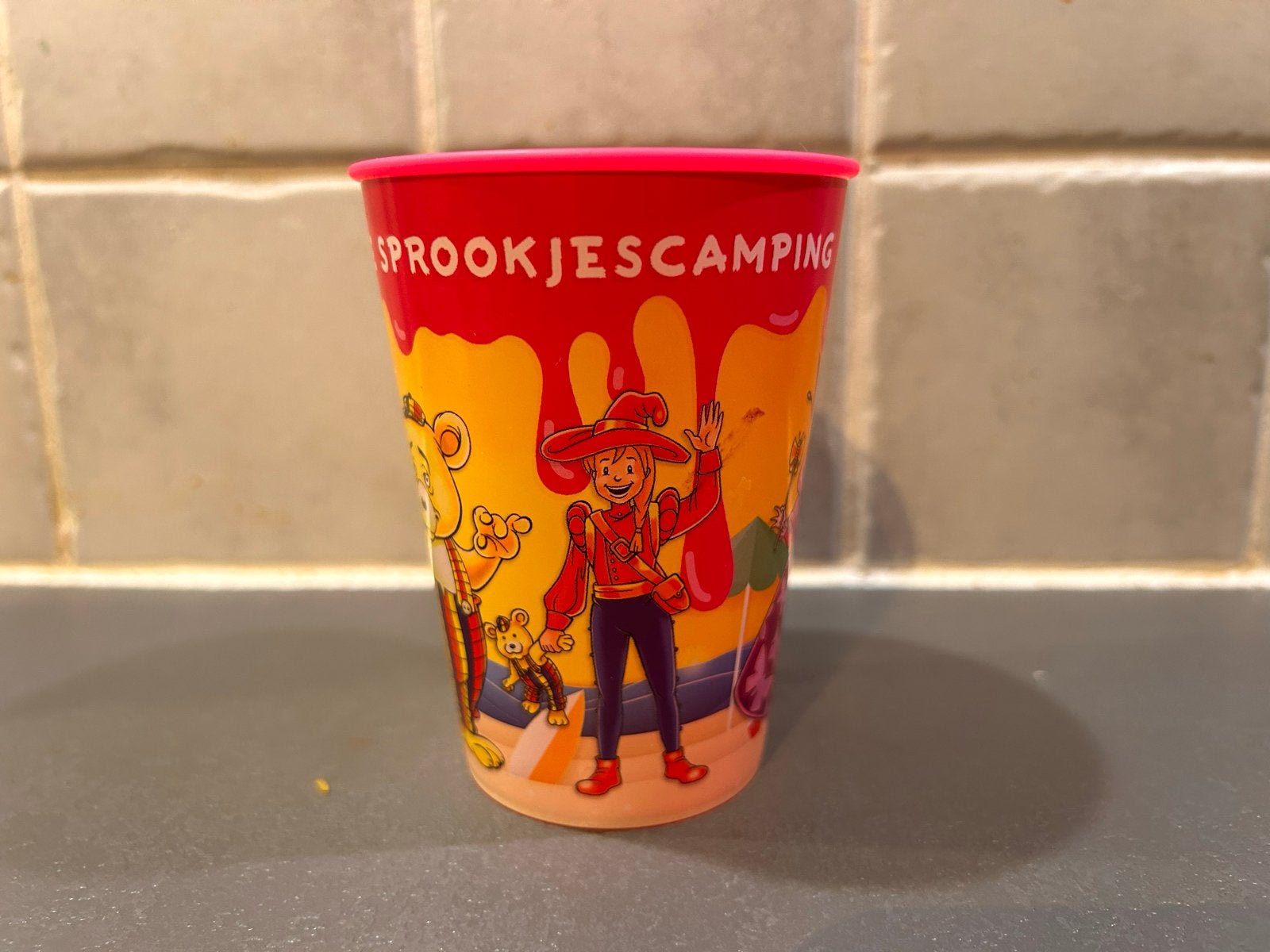 Capfun Sprookjescamping beker - Rood met figuren, Kunststof, Ophalen of Verzenden, Rood, Overige merken
