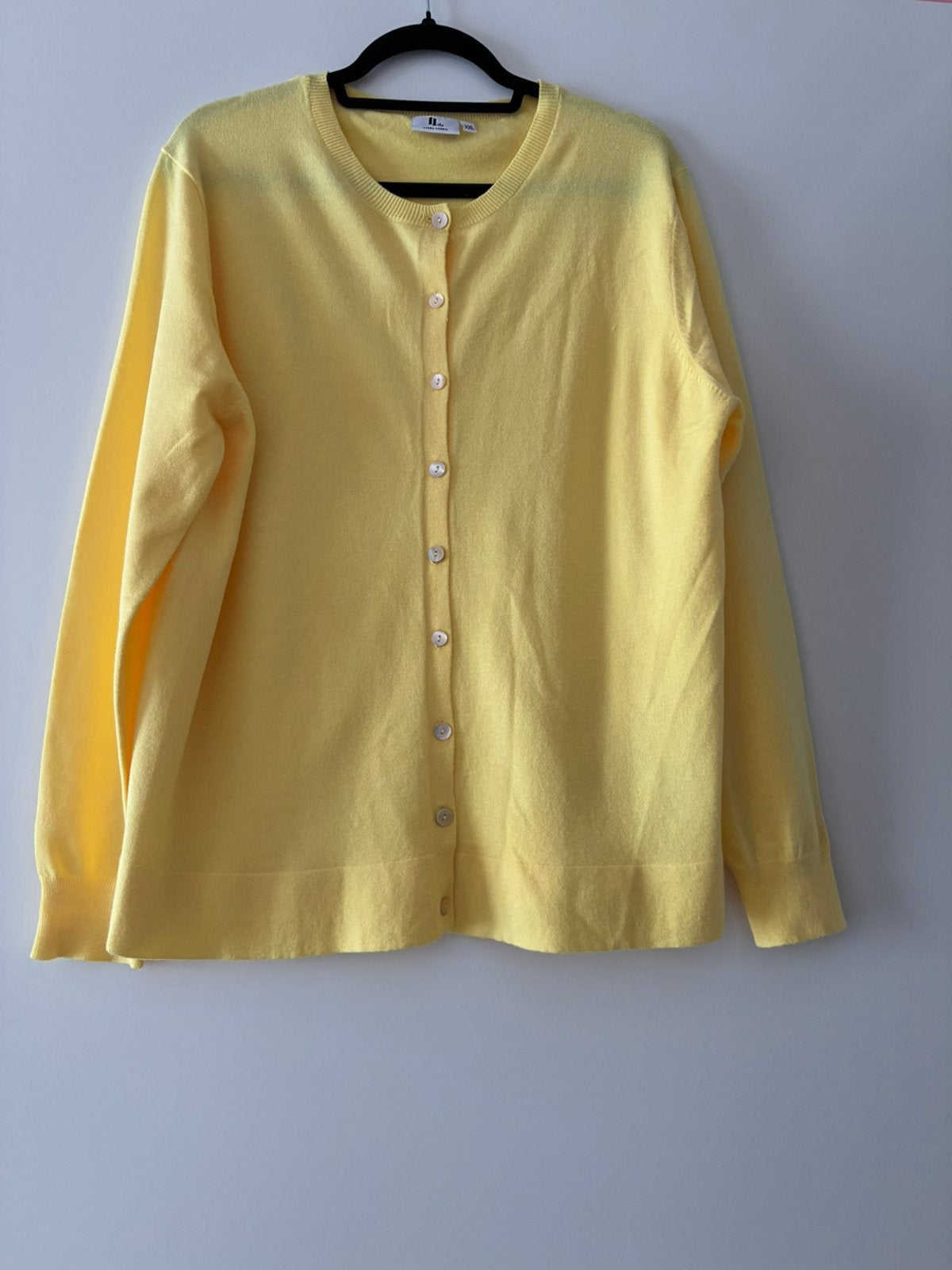 Mooi geel fijngebreide zomer vest mt XXL - Linea Loresi, Kleding | Dames, Grote Maten, Ophalen of Verzenden, Zo goed als nieuw