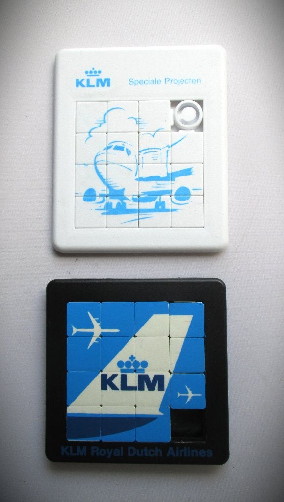 KLM Schuifpuzzels~Puzzels~2x~Puzzeltje~Vliegtuig, Ophalen of Verzenden, Zo goed als nieuw, Overige typen