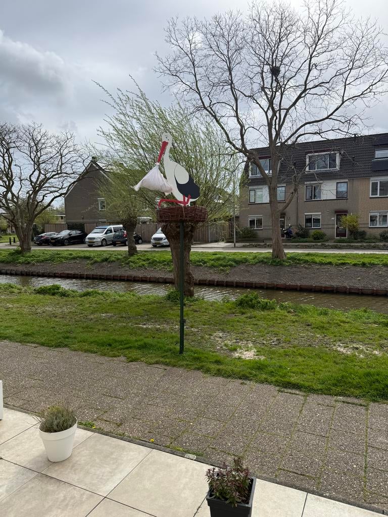 Geboortebord Ooievaar met baby - Te koop, Ophalen of Verzenden, Zo goed als nieuw, Geboortebord