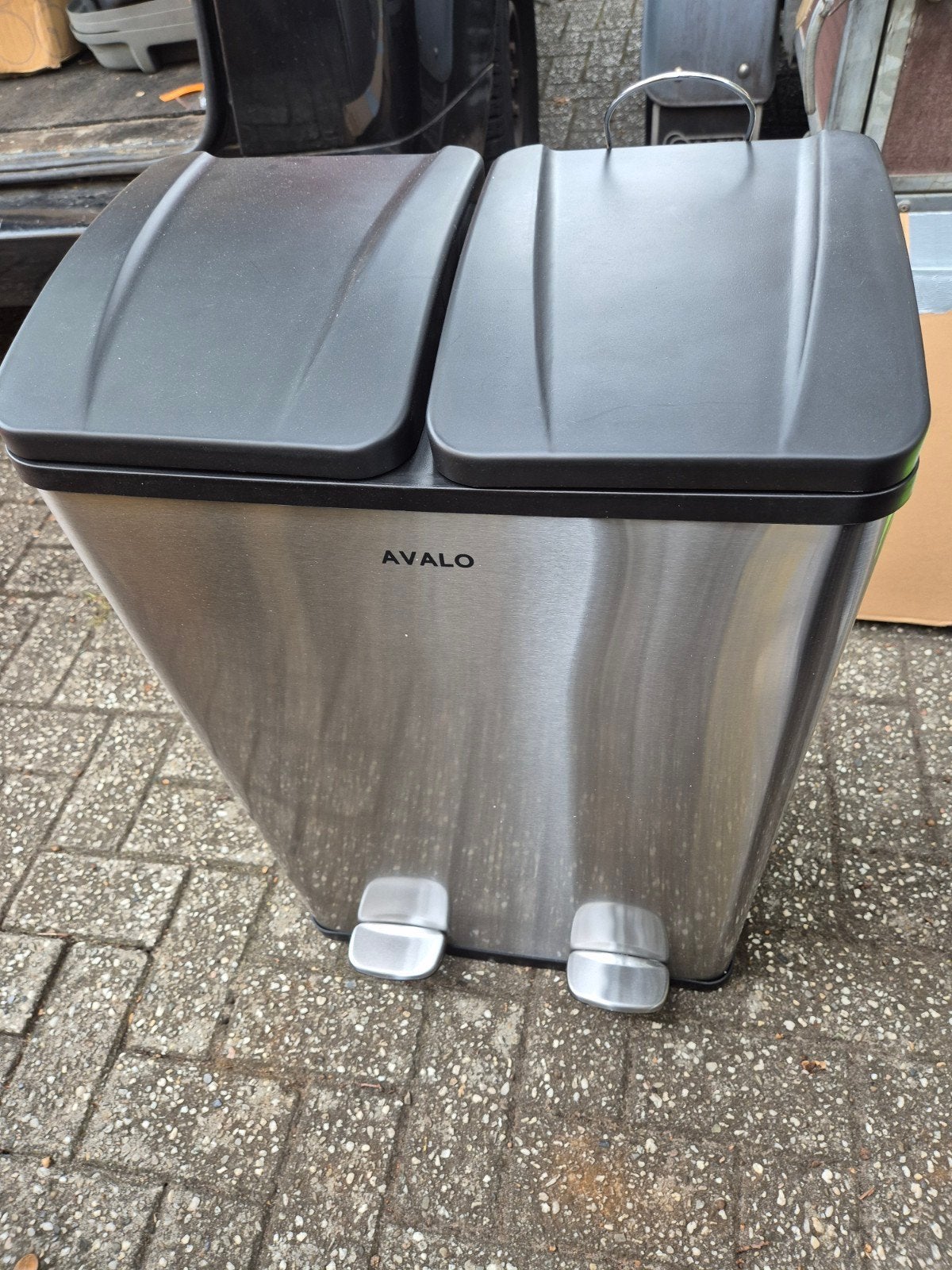 Avalo Duo Pedaalemmer RVS - 2x30L - Afvalscheiding, Huis en Inrichting, Ophalen, Gebruikt, Met pedaal, 20 tot 30 liter