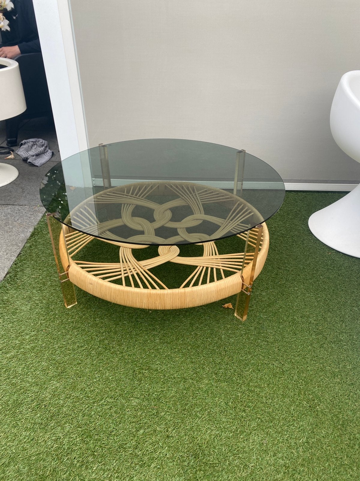 Vintage Rohe Noordwolde salontafel, Huis en Inrichting, Tafels | Salontafels, Ophalen, Rond, 50 tot 100 cm, Glas