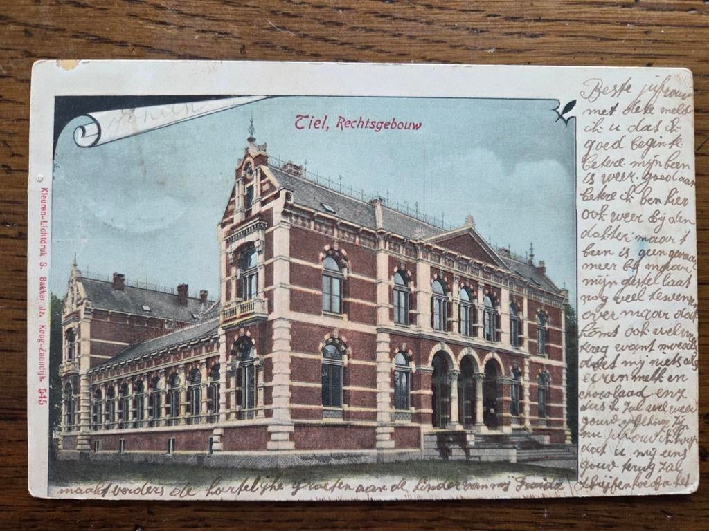 Tiel, Rechtsgebouw, 1901, Verzamelen, Ansichtkaarten | Nederland, Ophalen of Verzenden, Voor 1920, Gelderland