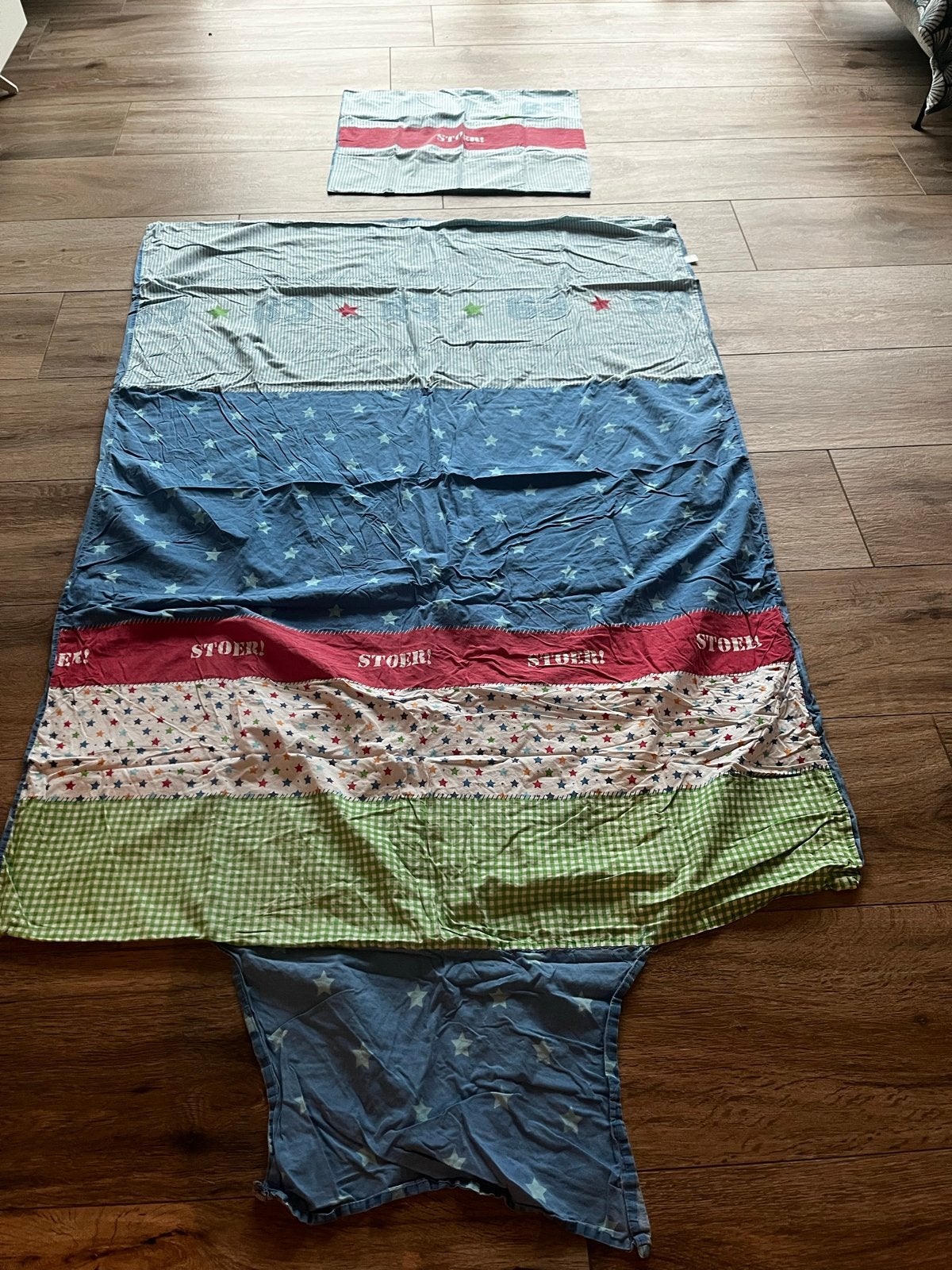 Eenpersoons dekbedovertrek met sterren en strepen, Gebruikt, Meerkleurig, Ophalen of Verzenden, Lief!