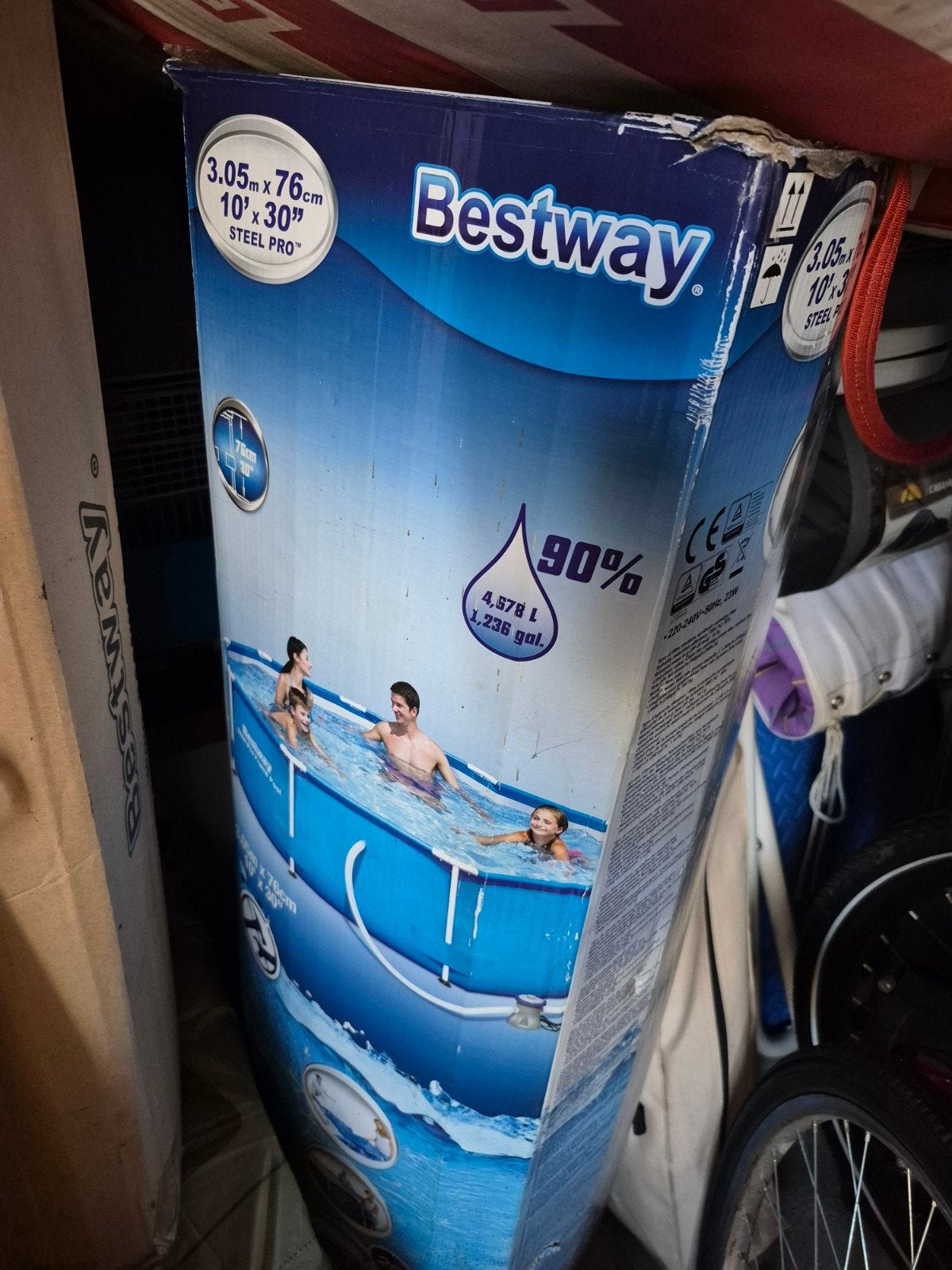 Bestway Rond Zwembad 3.05m met Afdekzeil, Ophalen