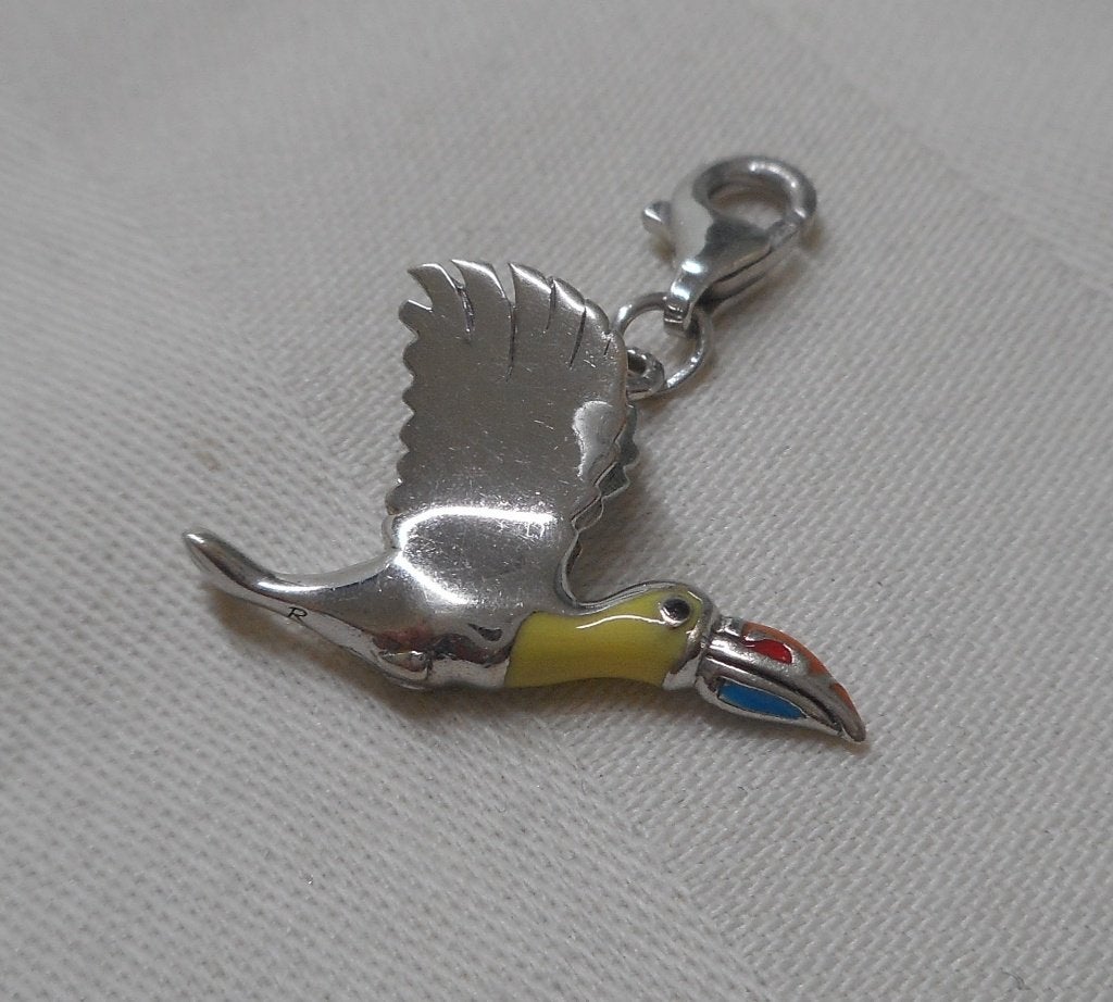Zilveren afneembare bedel / hanger vogel nr.2208, Overige merken, Verzenden, Zo goed als nieuw, 1 bedel