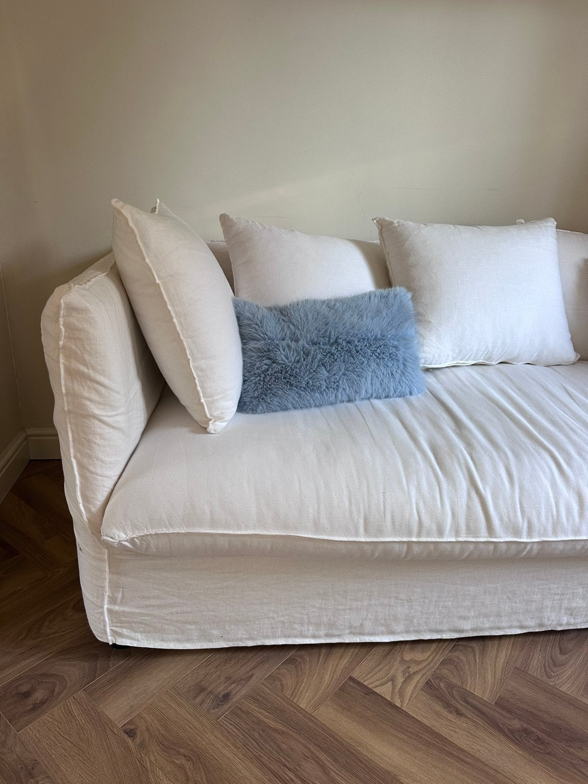 Hele mooie Louvain slaapbank wit linnen Maisons du Monde, Ophalen, 100 cm, Tweepersoons, Zo goed als nieuw