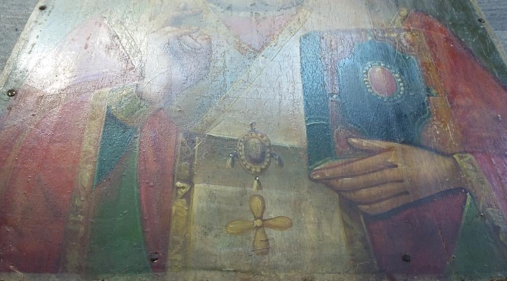 Om 1850-1900 Russisch Orthodox Ikoon Icoon Nicolaas van Myra, Ophalen of Verzenden