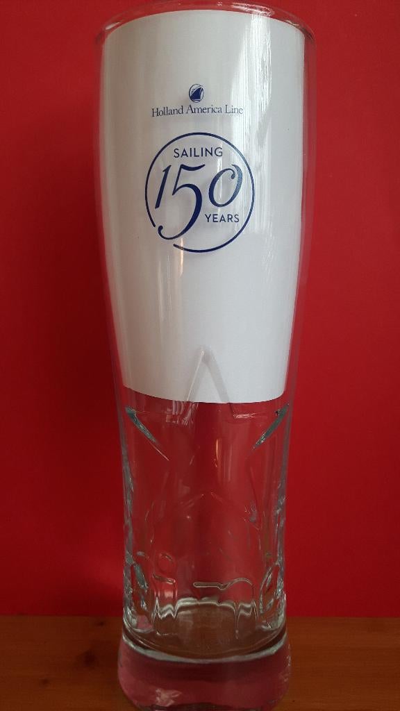 Heineken glas dubbeldruk Holland America line 150 YEARS, Verzamelen, Ophalen of Verzenden, Nieuw, Glas of Glazen, Heineken