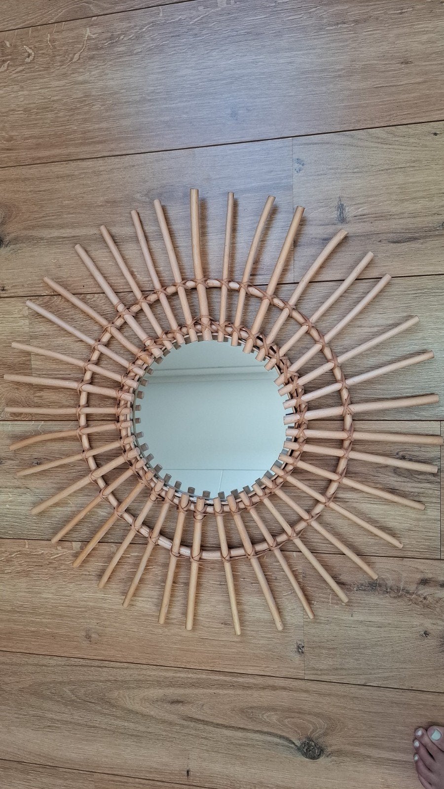 Hippe spiegel, rotan., Huis en Inrichting, Ophalen, Minder dan 50 cm, Zo goed als nieuw, Minder dan 100 cm