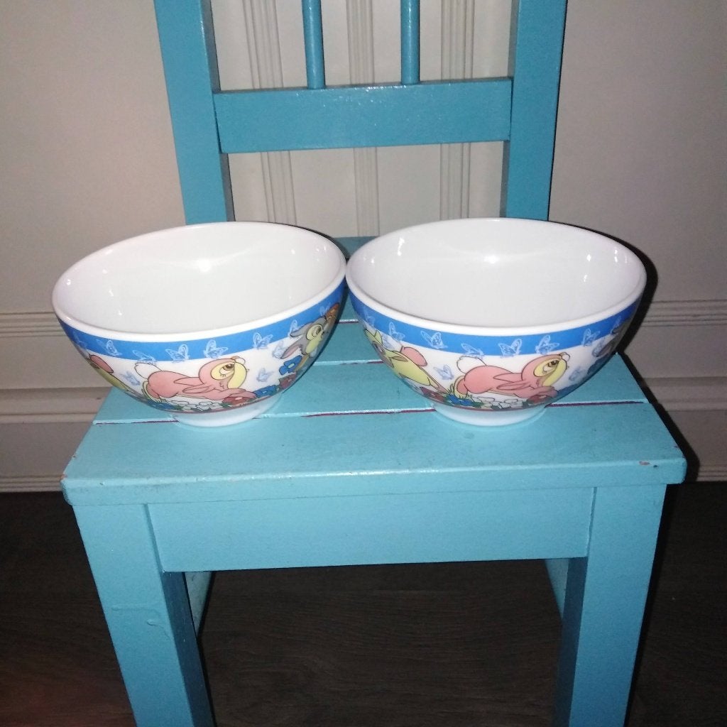 Vintage Bambi en Stampertje Disney kommen Arcopal 2 stuks, Ophalen, Bambi of Dumbo, Gebruikt, Servies