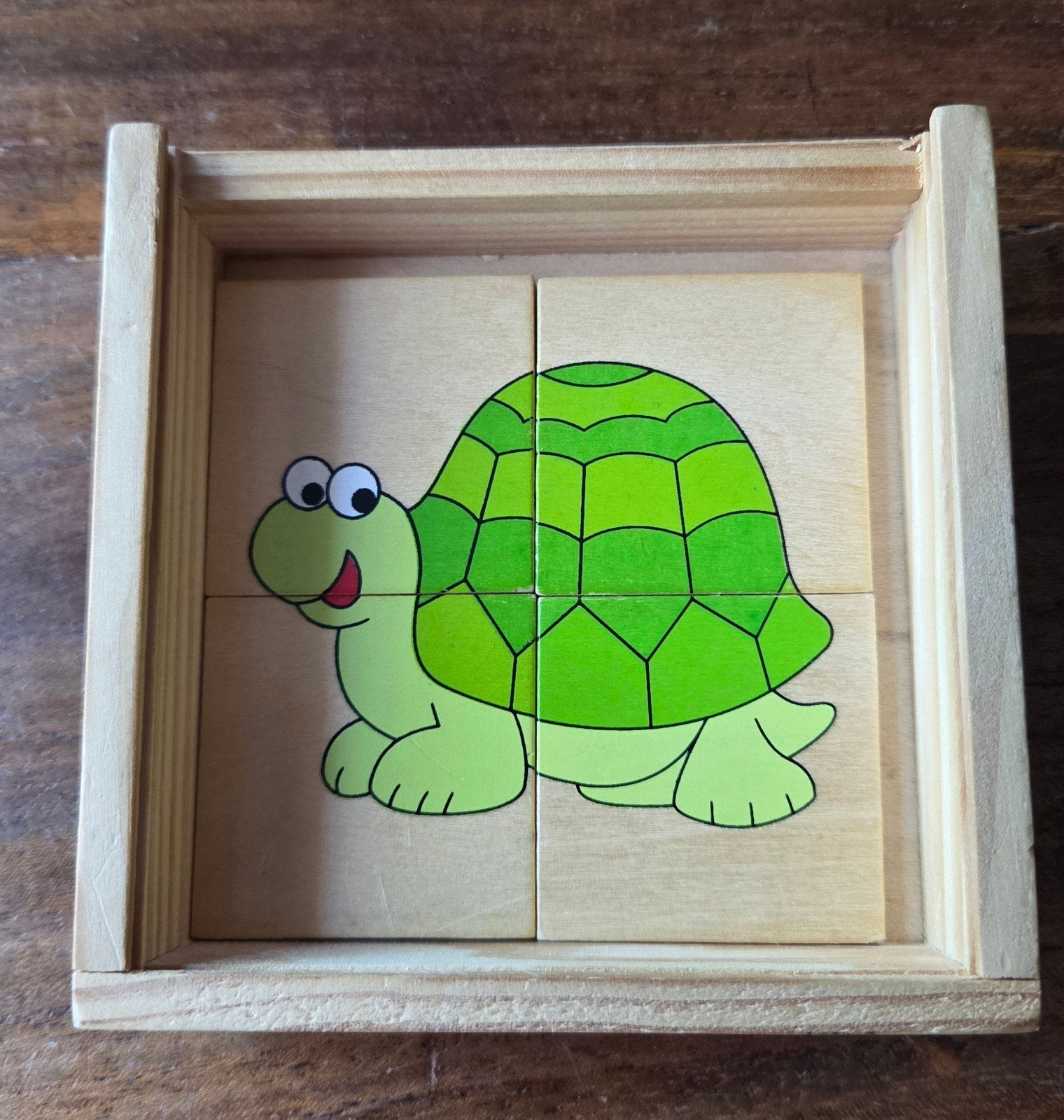 Houten vintag puzzel voor kinderen - Dieren (4 puzzels in 1), Ophalen, 2 tot 4 jaar, Gebruikt, Van hout