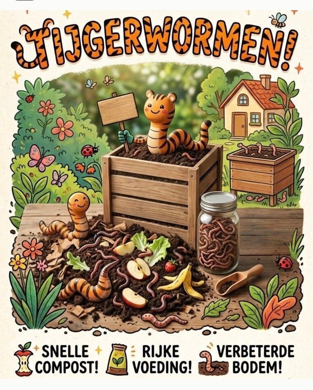 Compostwormen / Tijgerwormen voor Wormenhotel, Ophalen of Verzenden, Compostbak